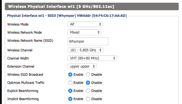 Wireless settings